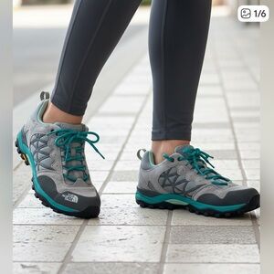 The North Face Women's Gray and Turquoise Athletic Shoes The Cradle Pro